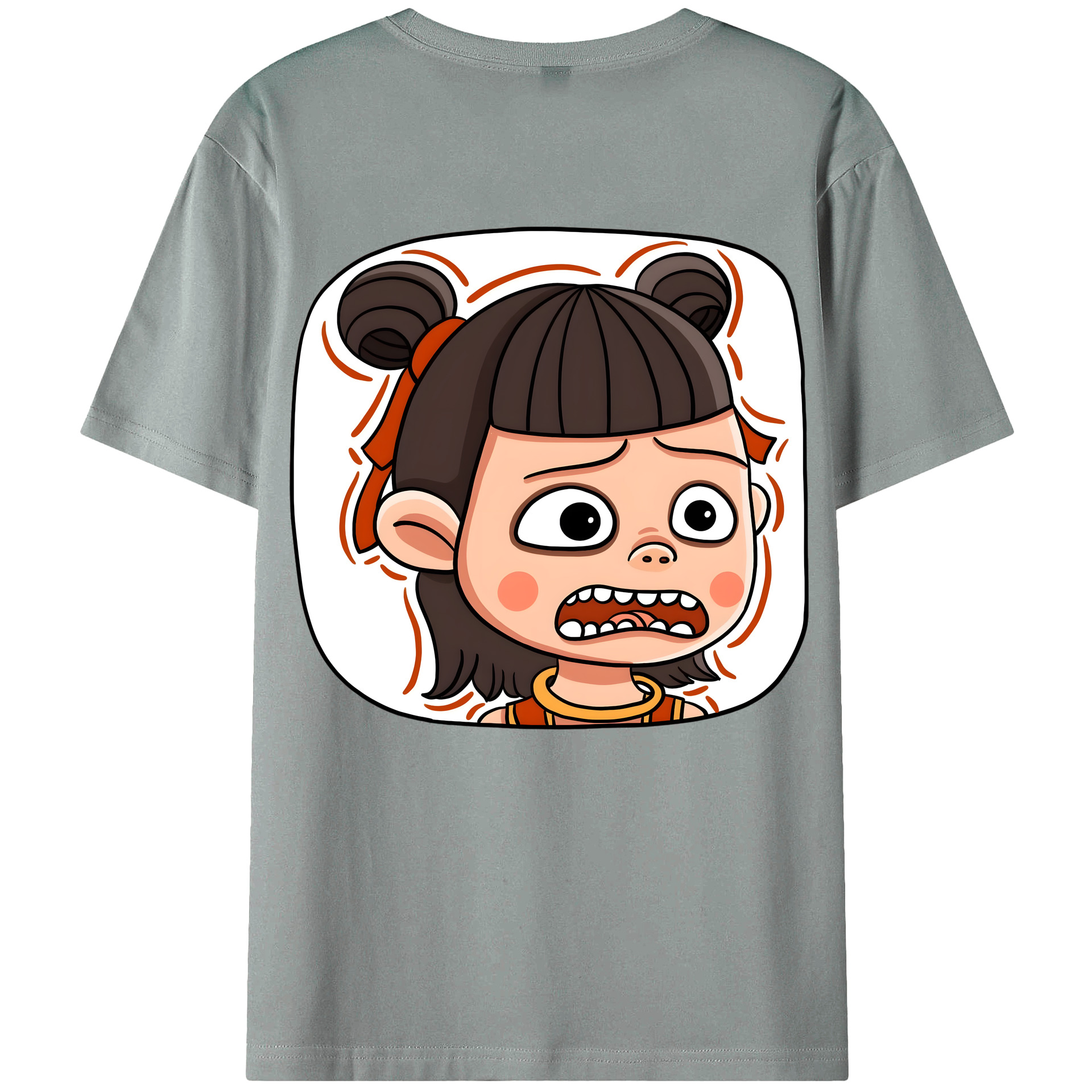 （画像用） Ne Zha 2 ナタ 魔童の大暴れ 綿100％ メンズ半袖Tシャツ（バックプリント） 通気性